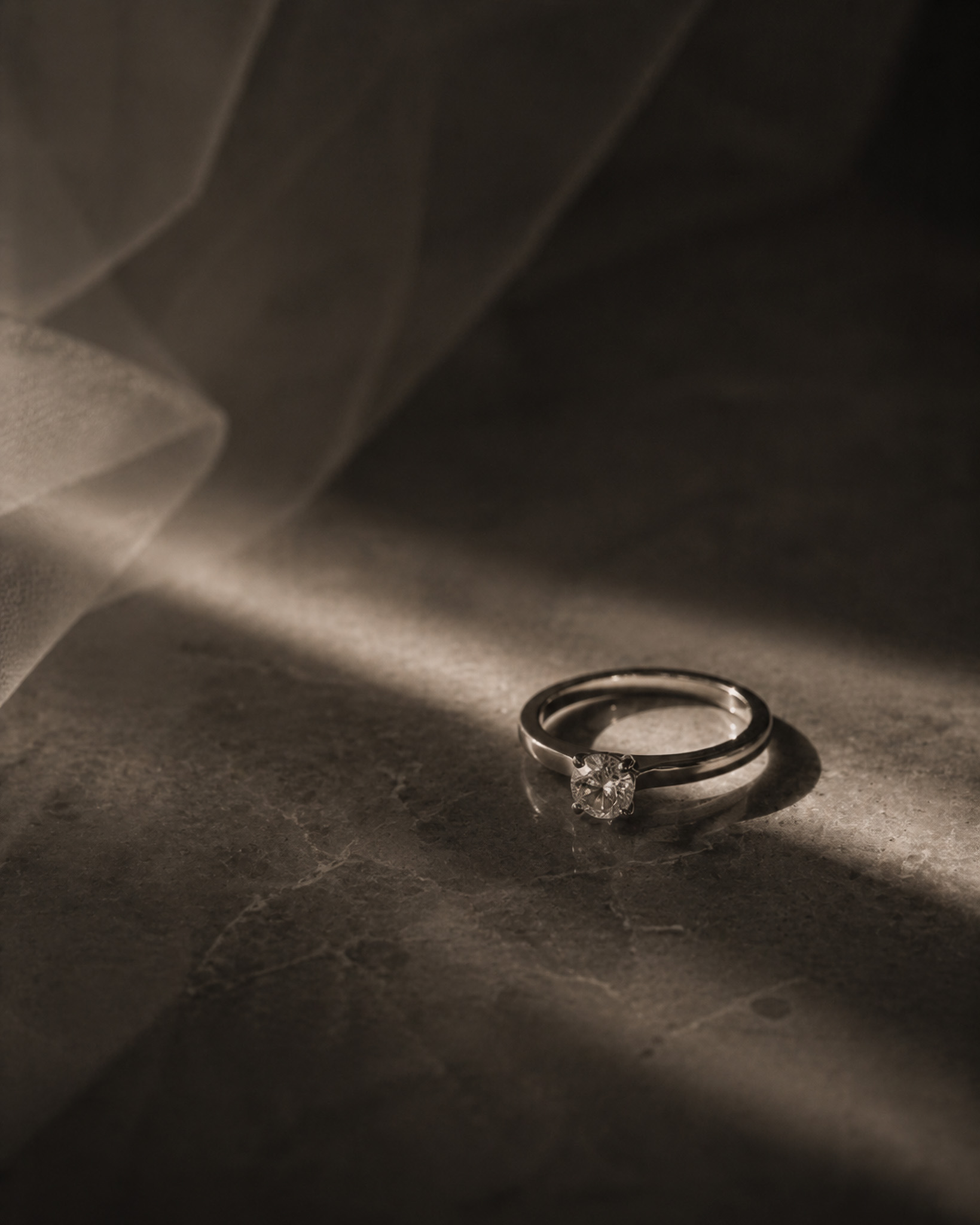 Private wedding detail — veil and silhouette